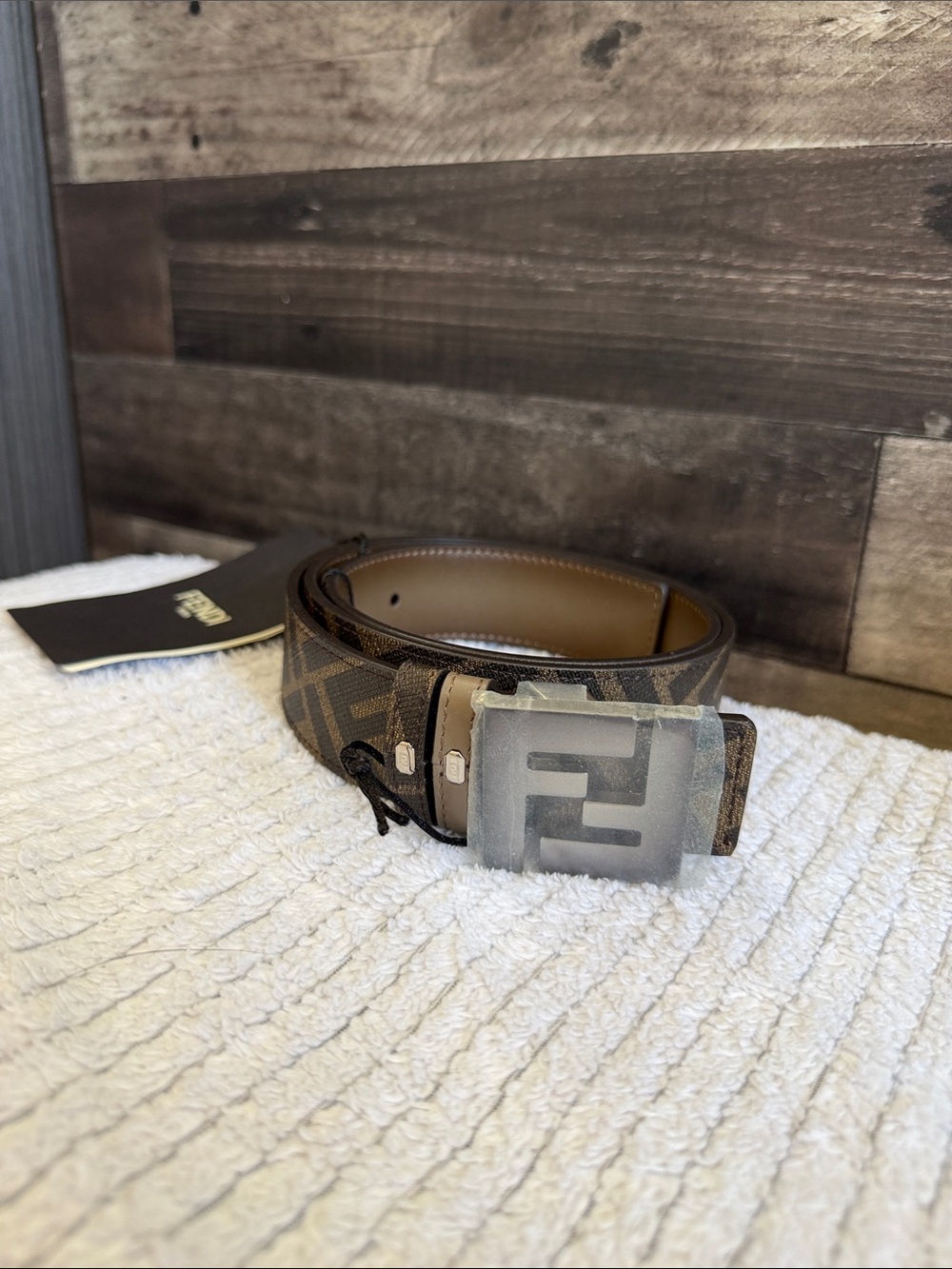 FENDI Brown Monogram Leather Men's Belt